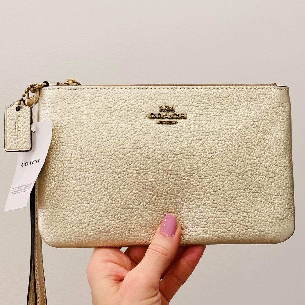 Coach Champaigne Gold Wristlet Clutch Pouch - Picture 2 of 6